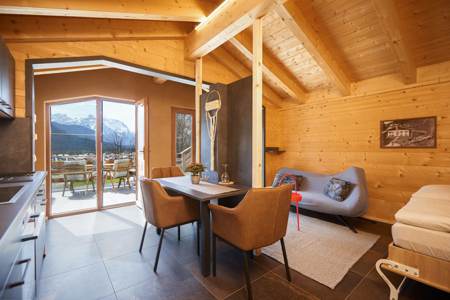 Chalet am Forsthaus Wallgau - Blick zur Terrasse